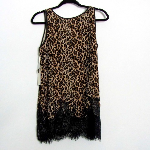 Gold Hawk Leopard Velvet & Lace Tank Top Tunic; Small - Picture 2 of 11